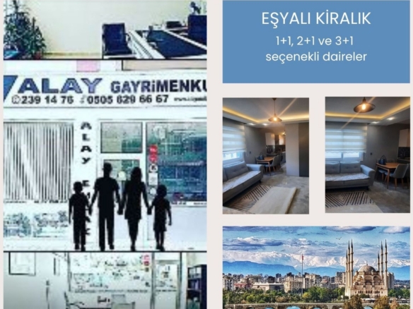 Adana çukurova’da eşyalı 1+1 doğalgazlı daire
