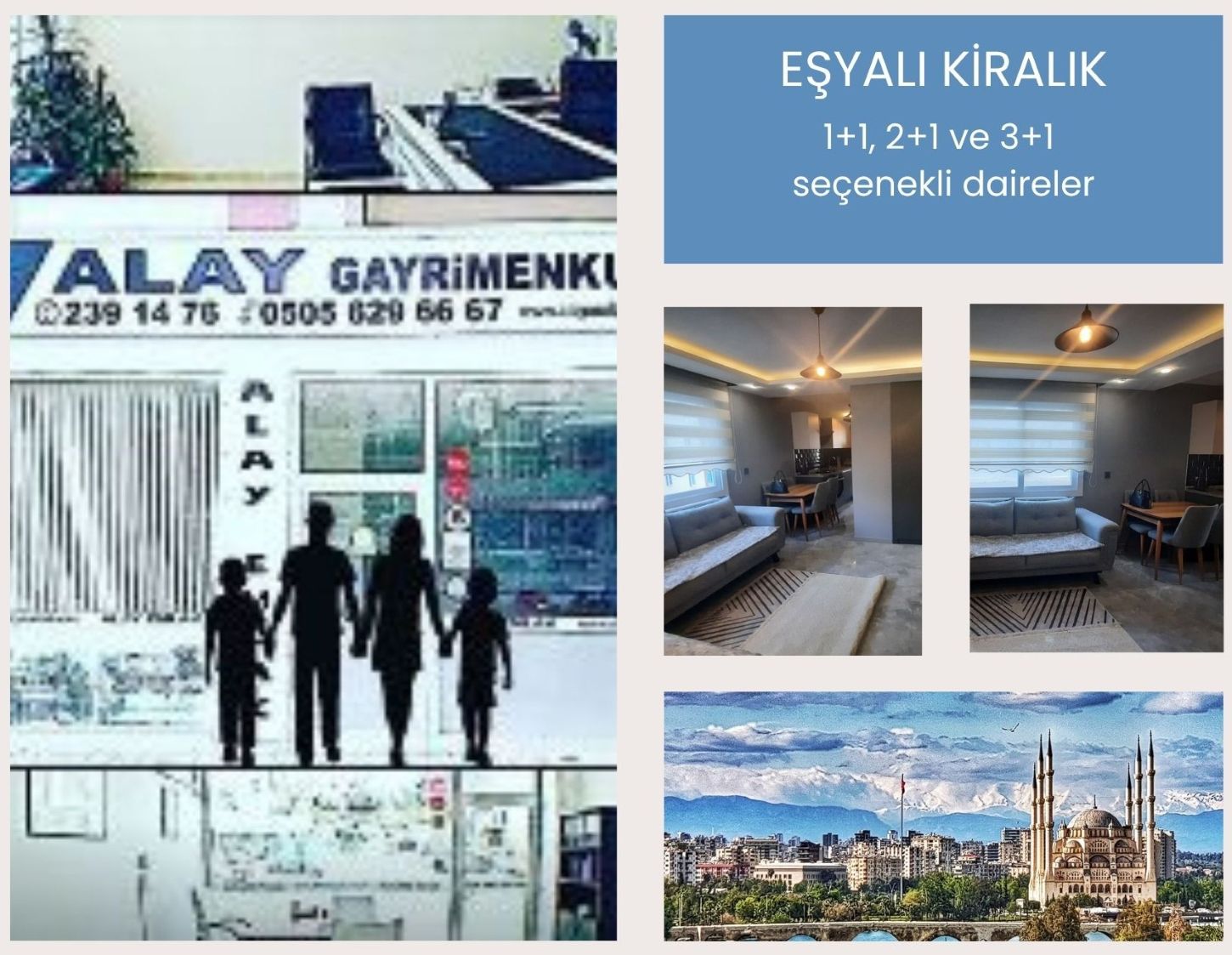 Adana çukurova’da eşyalı 1+1 doğalgazlı daire